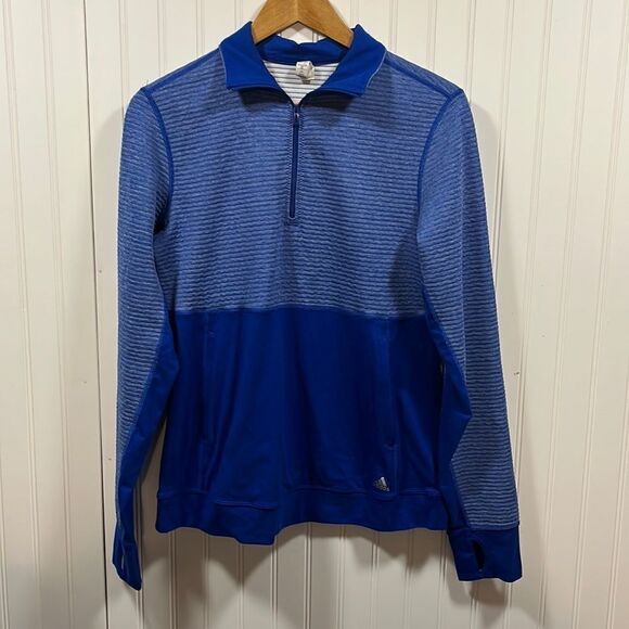 Adidas color block quarter zip jacket with thumb holes - Picture 1 of 5